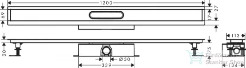 Hansgrohe UBOX universal 1200 zuhanyfolyóka alaptest standard telepítéshez,56027180