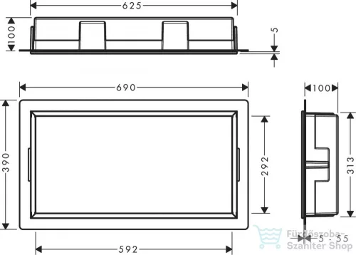Hansgrohe XTRASTORIS ORIGINAL 300/600/100 falfülke kerettel, matt fekete 56064670