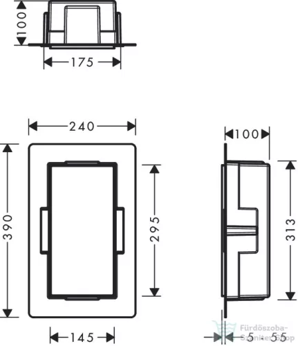 Hansgrohe XTRASTORIS MINIMALISTIC 300/150/100 falfülke keret nélkül, rozsdamentes acél hatású 56070800
