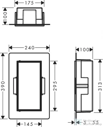 Hansgrohe XTRASTORIS ROCK 300/150/100 falfülke cserélhető ajtóval, matt fekete 56082670