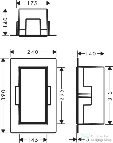 Hansgrohe XTRASTORIS ROCK 300/150/140 falfülke cserélhető ajtóval, matt fehér 56088700