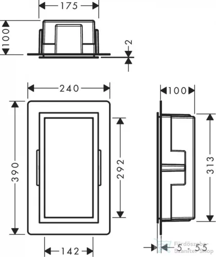 Hansgrohe XTRASTORIS INDIVIDUAL 300/150/100 falfülke matt fekete,design kerettel,rozsdamentes acél 56095800