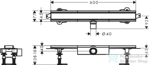 Hansgrohe RAINDRAIN Compact komplett 60 cm-es zuhanyfolyóka,szálcsiszolt rozsdamentes acél 56162800