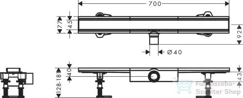 Hansgrohe RAINDRAIN Compact komplett 70 cm-es zuhanyfolyóka,szálcsiszolt rozsdamentes acél 56164800