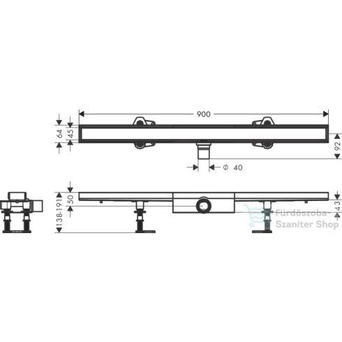 Hansgrohe RAINDRAIN Compact komplett 90 cm-es burkolható zuhanyfolyóka,56169000