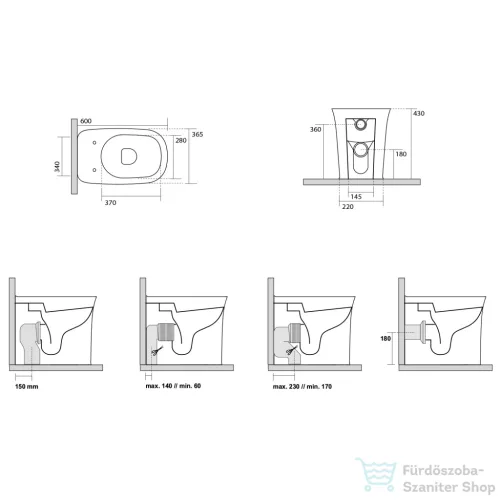 Sapho KERASAN THE NEW YORKER álló WC, alsó/hátsó kifolyású, 36,5x60cm (561801)