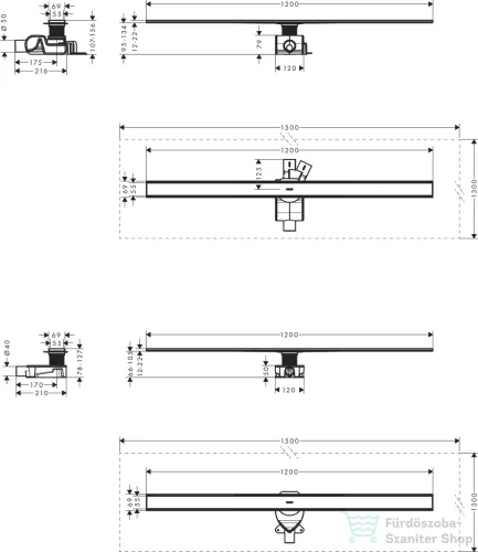 Hansgrohe RAINDRAIN Allround komplett 120 cm-es zuhanyfolyóka,szálcsiszolt rozsdamentes acél 56190800