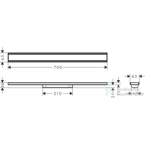 Hansgrohe RAINDRAIN Original 70 cm-es zuhanyfolyóka színkészlet,szálcsiszolt rozsdamentes acél 56197800