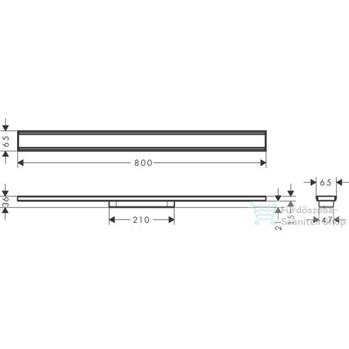 Hansgrohe RAINDRAIN Original 80 cm-es zuhanyfolyóka színkészlet,szálcsiszolt rozsdamentes acél 56198800