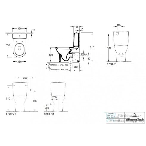 Villeroy & Boch O.Novo monoblokkos wc, CeramicPlus bevonattal 5658 10 R1 ( 565810R1 )