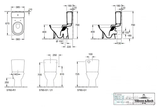 Villeroy & Boch O.Novo alsó kifolyású monoblokkos wc 5661 01 01 ( 56610101 )