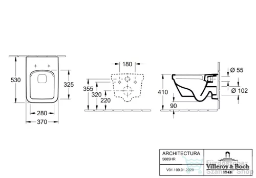 Villeroy & Boch Architectura Rimless fali wc Kombipack Soft close ülőkével 5685 HR 01 ( 5685HR01 )
