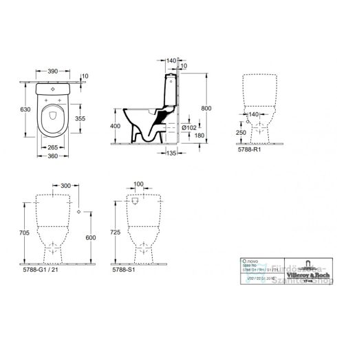 Villeroy & Boch O.Novo kompakt rimless monoblokkos wc 5689 R0 01 ( 5689R001 )