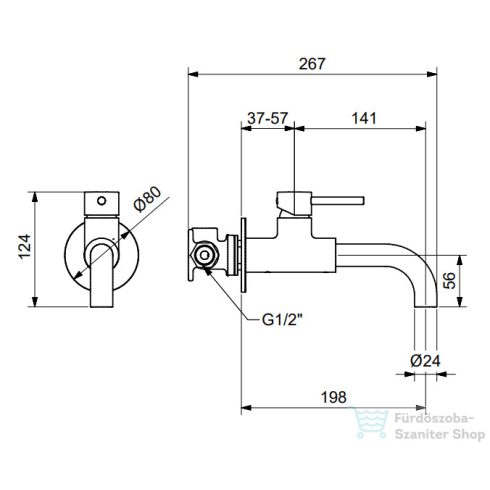 Bugnatese Kline falsík alatti mosdócsaptelep 19,8 cm-es kifolyóval,belső egységgel,leeresztő nélkül,króm 5706CR
