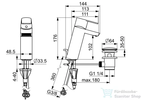 Hansa Hansastela mosdó csaptelep automata leeresztővel,króm 57092273