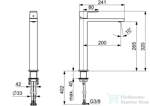 Hansa Hansastela Eco magasított mosdó csaptelep leeresztő nélkül,króm 57102273