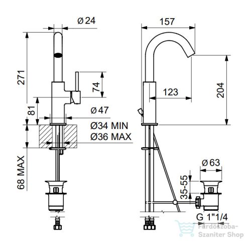 Bugnatese KLINE mosdó csaptelep automata leeresztővel,matt fehér 5713BI