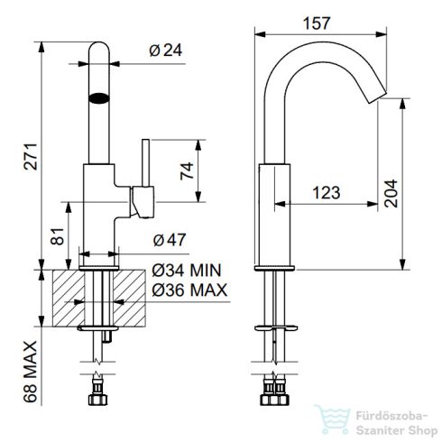 Bugnatese KLINE mosdó csaptelep leeresztő nélkül,matt fehér 5713SBI