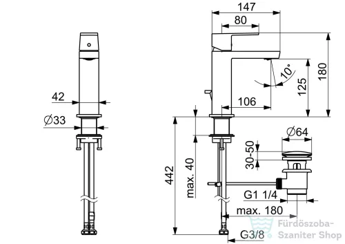 Hansa Hansastela Eco mosdó csaptelep automata leeresztővel,króm 57182273