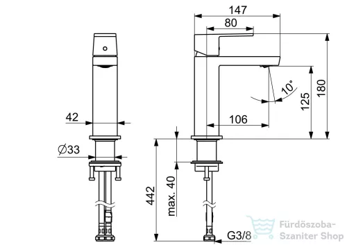 Hansa Hansastela Eco mosdó csaptelep leeresztő nélkül,króm 57192273