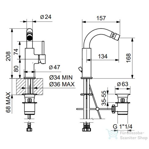 Bugnatese KLINE bidet csaptelep automata leeresztővel,króm 5723CR