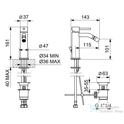 Bugnatese KLINE bidet csaptelep automata leeresztővel,szálcsiszolt nikkel 5725NS
