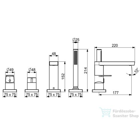 Hansa Hansastela 4 üléses kád csaptelep alaptest nélkül,króm 57302473