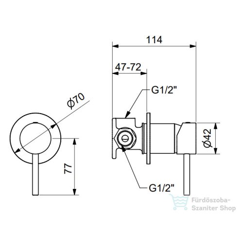 Bugnatese Kline falsík alatti kád /zuhany csaptelep belső egységgel,arany 5730DO