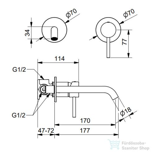 Bugnatese Kline falsík alatti mosdócsaptelep 17 cm-es kifolyóval,belső egységgel,leeresztő nélkül,króm 5745CR