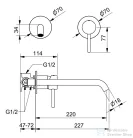 Bugnatese Kline falsík alatti mosdócsaptelep 22 cm-es kifolyóval,belső egységgel,leeresztő nélkül,matt fehér 5746BI