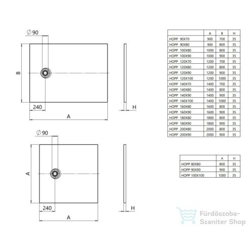 Kolpa San Hopp 200x80 öntöttmárvány zuhanytálca, fehér 575360