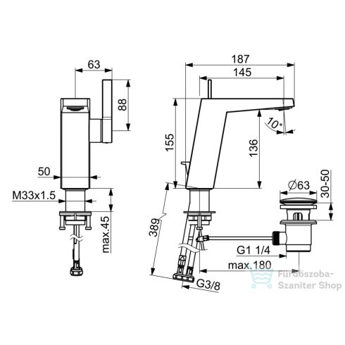 Hansa Hansaloft mosdó csaptelep automata leeresztővel,króm 57552203