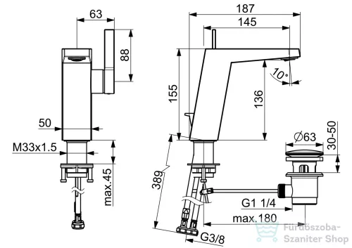 Hansa Hansaloft mosdó csaptelep automata leeresztővel,króm 57552203