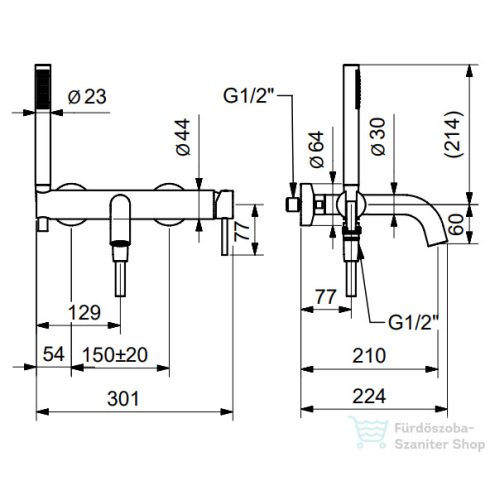 Bugnatese Kline kádtöltő csaptelep zuhanyszettel,szálcsiszolt nikkel 5790NS