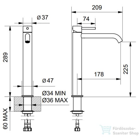 Bugnatese KLINE magasított mosdó csaptelep leeresztő nélkül,bronz 5797SBR