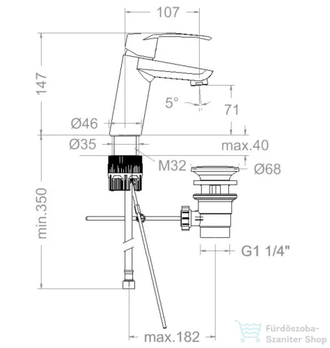 RamonSoler NEW FLY mosdó csaptelep automata leeresztővel, króm 57A309683
