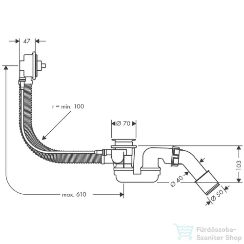 Hansgrohe FLEXAPLUS alaptest le-és túlfolyó garnitúrával, normál kádakhoz,58140180