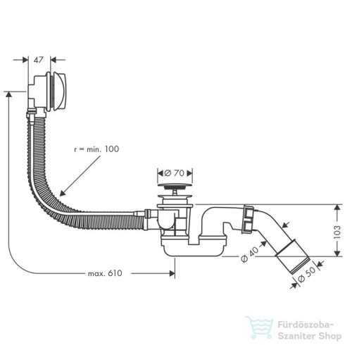 Hansgrohe Flexaplus le- és túlfolyó-garnitúra 1?", komplett, króm 58143000