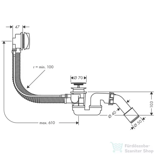 Hansgrohe Flexaplus le- és túlfolyó-garnitúra 1?", komplett, króm 58143000