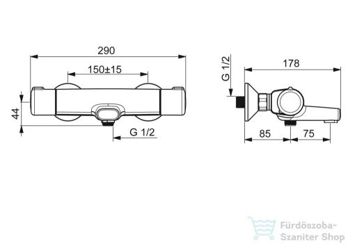 Hansa Hansamicra Eco termosztátos kádtöltő csaptelep,matt fekete 5816217133