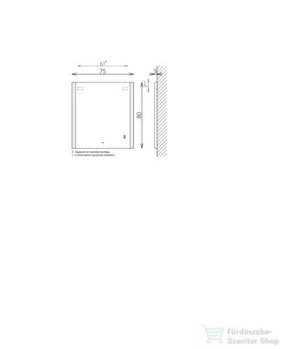 TBoss Floating Mirror Gemma 75*80 tükör LED világítással 586101