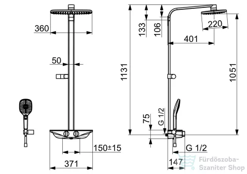 Hansa Emotion komplett termosztátos zuhanyrendszer,króm/szürke 5865017184