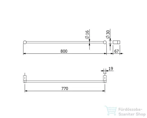 Kludi VELA R 80 cm-es fali törölközőtartó, króm 5896105