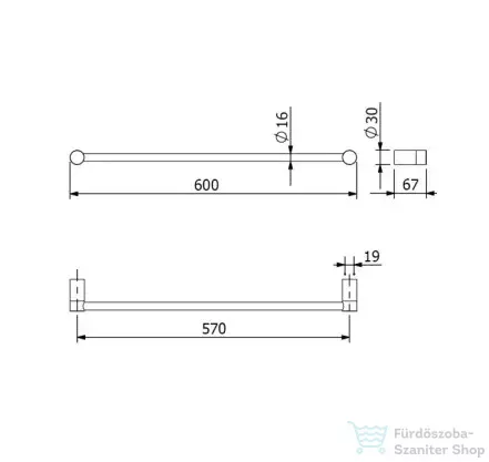 Kludi VELA R 60 cm-es törölközőtartó, matt fekete 5897939