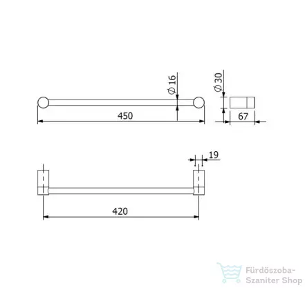 Kludi VELA R 45 cm-es törölközőtartó, szálcsiszolt arany 58980N0