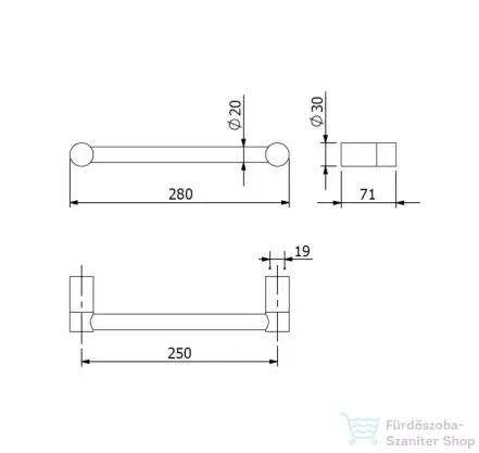 Kludi VELA R 28 cm-es kapaszkodó, szálcsiszolt bronz 58981N1