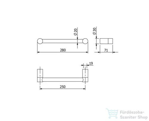 Kludi VELA R 28 cm-es kapaszkodó, szálcsiszolt nikkel 58981N5