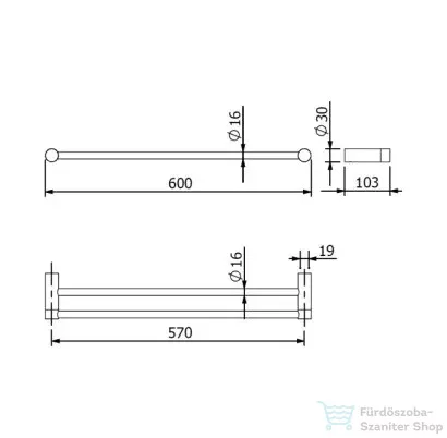 Kludi VELA R 60 cm-es törölközőtartó, szálcsiszolt bronz 58988N1
