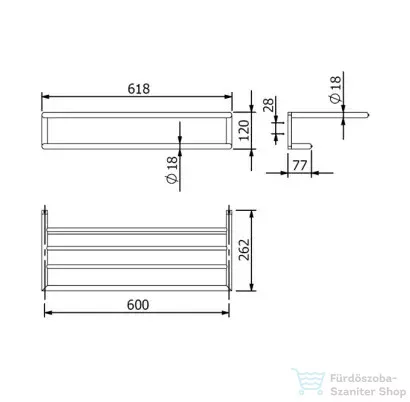 Kludi VELA R 62 cm-es törölközőtartó polc, szálcsiszolt nikkel 58989N5