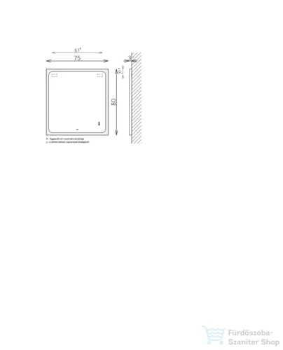 TBoss Floating Mirror Jella 75*80 tükör LED világítással 591101